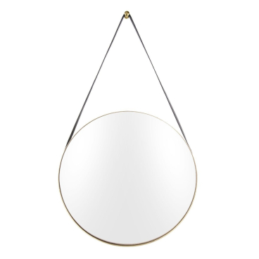 Present Time Balanced Spiegel Ø 47 cm, kupferfarbener Rand mit Lederband. Ø 47 cm - Bild-Darstellung des Produktes 1