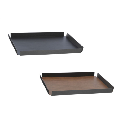 Lind DNA SQUARE Tablett aus recyceltem Leder, quadratisch, mit Einlage, Made in Dänemark. black/nature/anthracite - Bild-Darstellung des Produktes 1