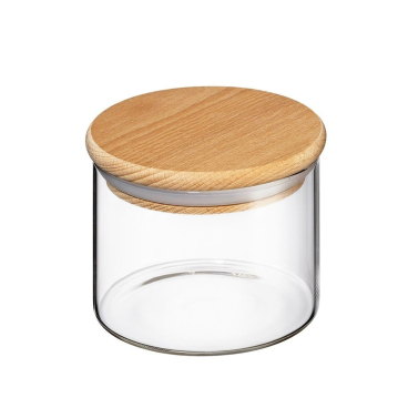 ZASSENHAUS Vorratsglas mit Holzdeckel, 350 ml, Borosilikatglas & Buchenholz. 350 ml - Ø 10,5 cm - Höhe 8 cm - Bild-Darstellung des Produktes 1