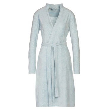 Vossen Lara Damen-Bademantel mit Stehkragen, Nikivelours, XS, Blau. XS - Bild-Darstellung des Produktes 1