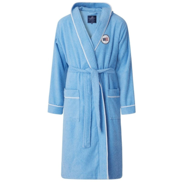 Lexington Quinn Bademantel mit Kapuze, Unisex, Frottier 90% Baumwolle/10% Polyester, blau, XS. XS - Bild-Darstellung des Produktes 1