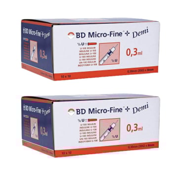 BD Micro-Fine+ Insulinspritzen Demi mit Kanüle 0,3 ml 0,30 x 8 mm U100 200 Stück BD Micro-Fine+ Insulinspritzen Demi mit Kanüle 0,3 ml 0,30 x 8 mm U100 200 Stück - Bild-Darstellung des Produktes 1