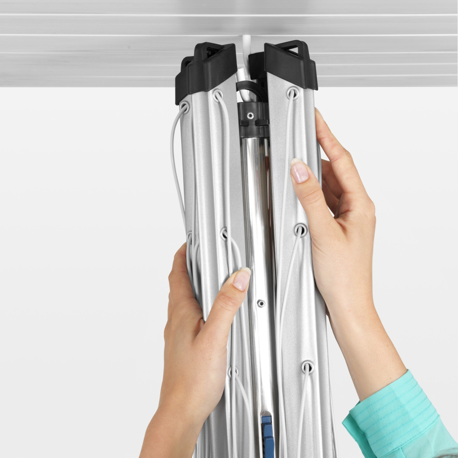 Brabantia LiftOMatic Wäschespinne, 50 Meter, Farbe Metallic Grey