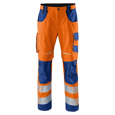 Kübler REFLECTIQ Warnschutz-Bundhose – EN ISO 20471 Klasse 2, CORDURA-Kniepolstertaschen, ergonomischer Schnitt Farbe: orange/kornblau, Größe: 94 - Bild-Darstellung des Produktes 1