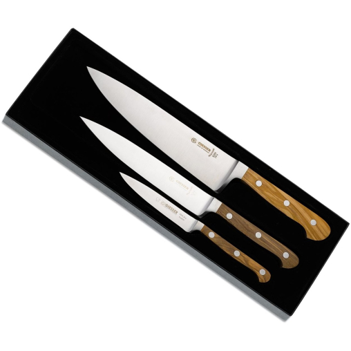 Giesser Kochmesser-Set, 3-teilig, mit Olivenholzgriffen