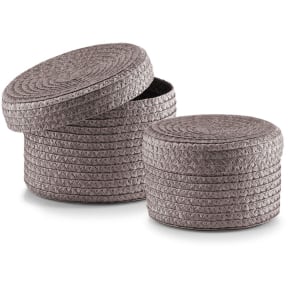 Zeller Korb-Set mit Deckel, 2-teilig, rund, grau Maße: Ø 16 x 10; Ø 17 x 12 cm kaufen