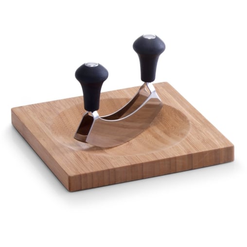 Zeller Bamboo Kräuterbrett mit Wiegemesser, 20 x 20 cm