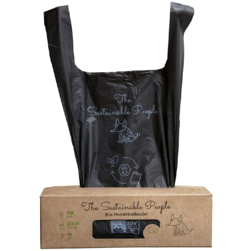 TSP Bio Hundekotbeutel Comfort Großrolle, schwarz, 23 x 38 cm