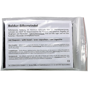 Söhngen Baldur-Silberwindel Rettungsdecke mit Kapuze 1 Beutel = 1 Silberwindel mit Kapuze - Bild-Darstellung des Produktes 1