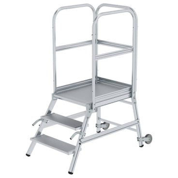 MUNK Podestleiter mit Rollen und Griff Aluminium geriffelt 3 Stufen 1 Stück - Bild-Darstellung des Produktes 1