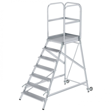 MUNK Podestleiter mit Rollen und Griff Aluminium geriffelt 7 Stufen 1 Stück - Bild-Darstellung des Produktes 1