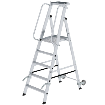 MUNK Aluminium-Stehleiter mit Rollen und Griff 5 Stufen 1 Stück - Bild-Darstellung des Produktes 1