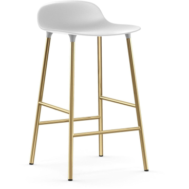 Normann Copenhagen Form Barhocker, messingfarbene Beine, Design Simon Legald, Gewinner German Design Award 2016, Made in Denmark. Sitzhöhe 65 cm - B 43 x T 43 cm - Bild-Darstellung des Produktes 1