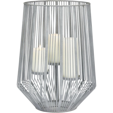 Lambert Shinyuku Laterne oder Windlicht – pulverbeschichtetes Eisen, grau. Höhe 52 cm - Ø 41 cm - Bild-Darstellung des Produktes 1