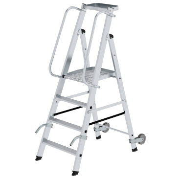 MUNK Aluminium-Stehleiter mit Rollen und Griff 4 Stufen 1 Stück - Bild-Darstellung des Produktes 1