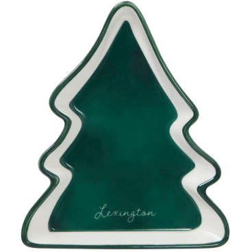 Lexington Tree Steingut-Servierschale, Tannenbaum-Design, 18 x 14 x 3 cm, grün, spülmaschinengeeignet 18x14x3 cm - Bild-Darstellung des Produktes 1