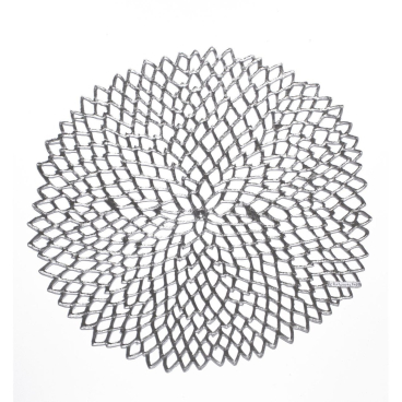 chilewich Pressed Vinyl Dahlia rundes Platzset, TerraStrand & Microban, phthalatfrei, antimikrobiell, für Innen und Außen, Made in USA. silver - Bild-Darstellung des Produktes 1