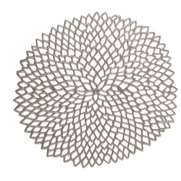 chilewich Pressed Vinyl Dahlia rundes Platzset, TerraStrand & Microban, phthalatfrei, antimikrobiell, für Innen und Außen, Made in USA. gunmetal - Bild-Darstellung des Produktes 1