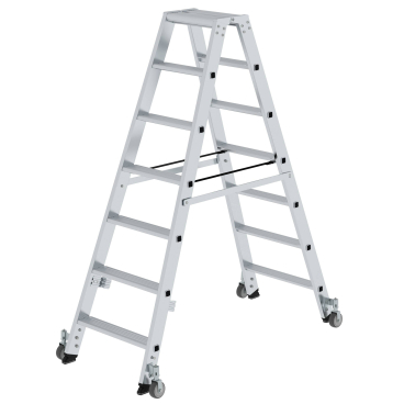 MUNK Stehleiter beidseitig begehbar mit Rollen 2x7 Stufen 1 Stück - Bild-Darstellung des Produktes 1