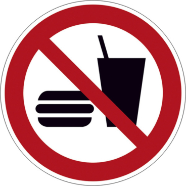 Verbotsschild: Essen und Trinken verboten Material: Weich-PVC-Folie; Größe (Durchm.): 20,0 cm - Bild-Darstellung des Produktes 1