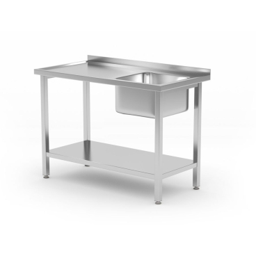 Spültisch mit Ablage, verschraubt, HENDI, Kitchen Line, Spülbecken auf der rechten Seite, 1000x600x(H)850mm 817018 - Bild-Darstellung des Produktes 1