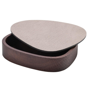 Lind DNA Wood Box & Lid Curve Oak – Holzkiste mit Deckel aus Eiche, Deckel aus recyceltem Leder, lebensmittelecht, in verschiedenen Größen erhältlich, nicht für die Spülmaschine geeignet. 12,5x14x3 cm - Bild-Darstellung des Produktes 1