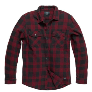 Vintage Industries Globe Heavyweight Shirt – Workwear-Hemd aus 100% Baumwollflanell, Karo, Enzym-Waschung, 2 Brusttaschen. red check - Bild-Darstellung des Produktes 1