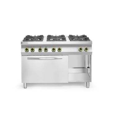 Gasherd Kitchen Line 6-flammig mit Ofen GN 1/1, HENDI, Kitchen Line, 230V/3000W, 28,5kW, 1200x722x(H)900mm 225899 - Bild-Darstellung des Produktes 1