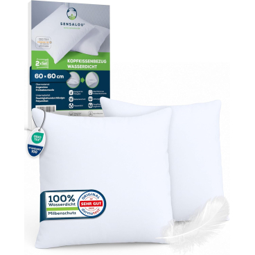 Sensalou Kissenbezug 2er Set Doppelpack wasserdicht - Kopfkissen Bezüge 60x60 cm 60x60 cm - Bild-Darstellung des Produktes 1