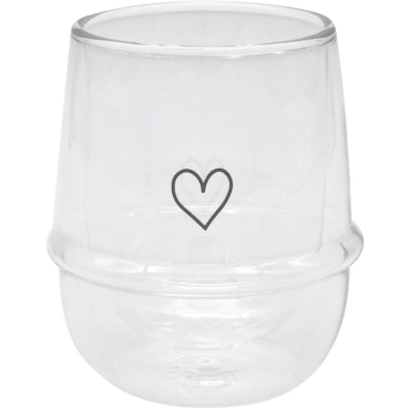 Eulenschnitt Herz Cappuccino-Glas, doppelwandig, hitzebeständig, spülmaschinenfest. transparent/schwarz - Bild-Darstellung des Produktes 1