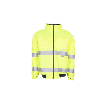PLANAM Warnschutz-Pilotenjacke UNI, wasserabweisend (PU-beschichtet), abnehmbare Ärmel, einrollbare Kapuze, gesteppte Fütterung, hohe Sichtbarkeit. 4XL - Bild-Darstellung des Produktes 1