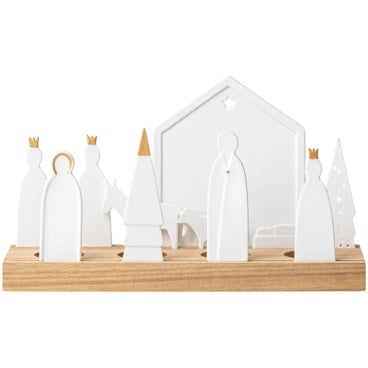 räder Lichtobjekt Teelichthalter "Weihnachtskrippe" aus Porzellan und Akazienholz, Design by Gey. Weihnachtskrippe - Bild-Darstellung des Produktes 1