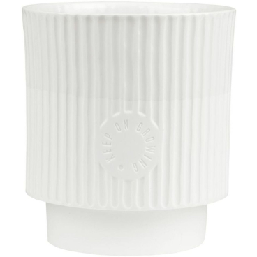 räder LIVING Hausfreunde Blumentopf, weißes Porzellan mit Streifenrelief, Design Blienert. Ø 14,5 cm, Höhe 13,5 cm - Bild-Darstellung des Produktes 1