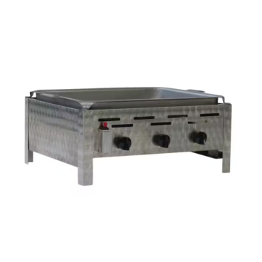 Gastrobräter, 3 Brenner je 3,6 kW, mit Edelstahlpfanne, B 650mm x T 530mm x H 270mm, inkl. Gewerbedruckregler u. Schlauchbruchsicherung 3 Brenner je 3,6 kW, mit Edelstahlpfanne - Bild-Darstellung des Produktes 1