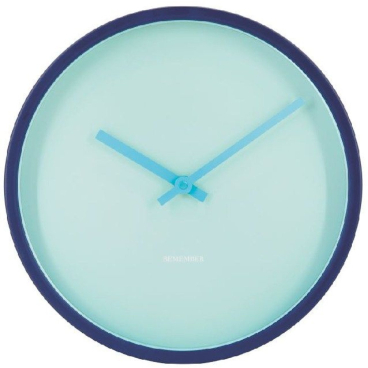 Remember Aqua Wanduhr Ø 30 cm, blau, minimalistisches Design, geräuscharmes Quarz-Uhrwerk. Ø 30 cm - Tiefe 4,5 cm - Bild-Darstellung des Produktes 1