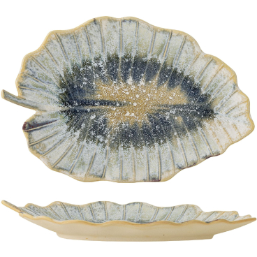 Creative Collection Dorreen Servierplatte – 100% Steingut, organische Blattform, blau blue - Bild-Darstellung des Produktes 1