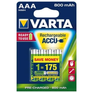 Varta Power Accu R2U AAA Micro, HR03, 800 mAh Varta Power Accu R2U AAA Micro, HR03, 800 mAh - Bild-Darstellung des Produktes 1