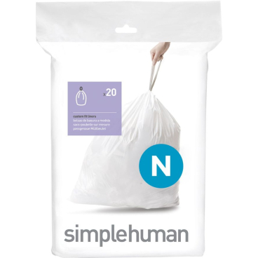 simplehuman Müllbeutel Nachfüllpack Code N für 45–50 L Eimer, Weiß 45-50 L - Code N - Bild-Darstellung des Produktes 1