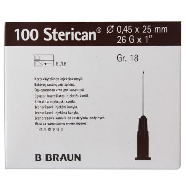 B. Braun Sterican Einmalkanülen 100 Stück Nr.18 0,45 x 25 mm 26G braun B. Braun Sterican Einmalkanülen 100 Stück Nr.18 0,45 x 25 mm 26G braun - Bild-Darstellung des Produktes 1