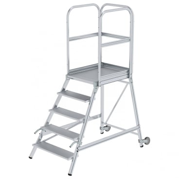 MUNK Podestleiter mit Rollen und Griff Aluminium geriffelt 5 Stufen 1 Stück - Bild-Darstellung des Produktes 1