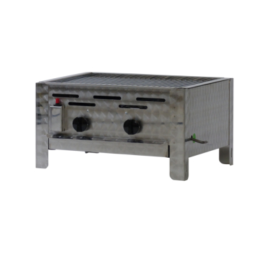 Gastrobräter, 2 Brenner je 3,6 kW, mit Grillrost, B 480 x T 530 x H 270 mm, inkl. Gewerbedruckregler u. Schlauchbruchsicherung 2 Brenner je 3,6 kW, mit Grillrost - Bild-Darstellung des Produktes 1