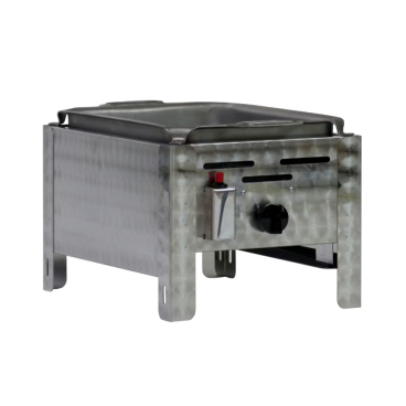 Gastrobräter, 1 Brenner 3,6 kW, mit Stahlblechpfanne, B 340 mm x T 530 mm x H 270 mm, inkl. Gewerbedruckregler u. Schlauchbruchsicherung 1 Brenner 3,6 kW, mit Stahlblechpfanne - Bild-Darstellung des Produktes 1