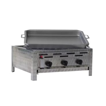 Gastrobräter, 3 Brenner je 3,6 kW, mit Grillrost und Stahlpfanne, B 650mm x T 530mm x H 270mm, inkl. Gewerbedruckregler u. Schlauchbruchsicherung 3 Brenner je 3,6 kW, mit Grillrost und Stahlpfanne - Bild-Darstellung des Produktes 1