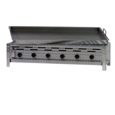 Gastrobräter, 6 Brenner je 3,6 kW, mit Grillrost u. Stahlpfanne geschweißt, B 1140x T 530x H 270mm, inkl. Gewerbedruckregler u. Schlauchbruchsicherung 6 Brenner je 3,6 kW, mit Grillrost u. Stahlpfanne geschweißt - Bild-Darstellung des Produktes 1