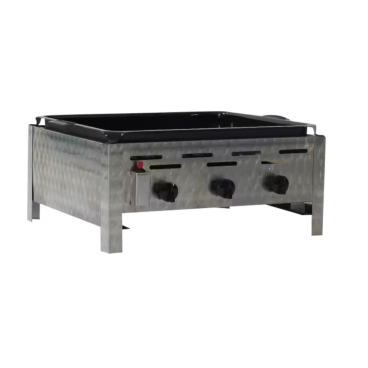 Gastrobräter, 3 Brenner je 3,6 kW, mit emaillierter Pfanne, B 650 mm x T 530 mm x H 270 mm, inkl. Gewerbedruckregler u. Schlauchbruchsicherung 3 Brenner je 3,6 kW, mit emaillierter Pfanne - Bild-Darstellung des Produktes 1