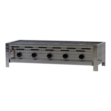 Gastrobräter, 5 Brenner je 4,5 kW, mit Grillrost, B 980 x T 530 x H 270 mm, inkl. Gewerbedruckregler u. Schlauchbruchsicherung 5 Brenner je 4,5 kW, mit Grillrost - Bild-Darstellung des Produktes 1