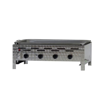 Gastrobräter, 4 Brenner je 4,5 kW, mit Edelstahlpfanne, B 810 mm x T 530 mm x H 270 mm, inkl. Gewerbedruckregler u. Schlauchbruchsicherung 4 Brenner je 4,5 kW, mit Edelstahlpfanne - Bild-Darstellung des Produktes 1