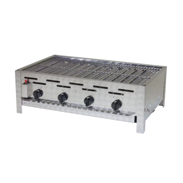 Gastrobräter, 4 Brenner je 4,5 kW, mit Grillrost, B 810 x T 530 x H 270 mm, inkl. Gewerbedruckregler u. Schlauchbruchsicherung 4 Brenner je 4,5 kW - Grillrost - Bild-Darstellung des Produktes 1