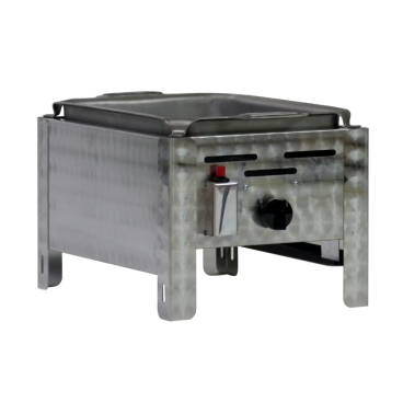 Gastrobräter, 1 Brenner 3,6 kW, mit Edelstahlpfanne, B 340 mm x T 530 mm x H 270 mm, inkl. Gewerbedruckregler u. Schlauchbruchsicherung 1 Brenner 3,6 kW, mit Edelstahlpfanne - Bild-Darstellung des Produktes 1