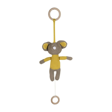 pad SLEEPWELL Spieluhr – niedliches Tier-Design, Senfgelb, 100% Baumwolle, Aufziehband mit zwei Holzringen mustard - Bild-Darstellung des Produktes 1